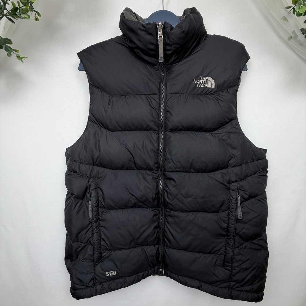 The North Face 550 Down Puffer Vest Mens Medium Black Full Zip Insulated Vest